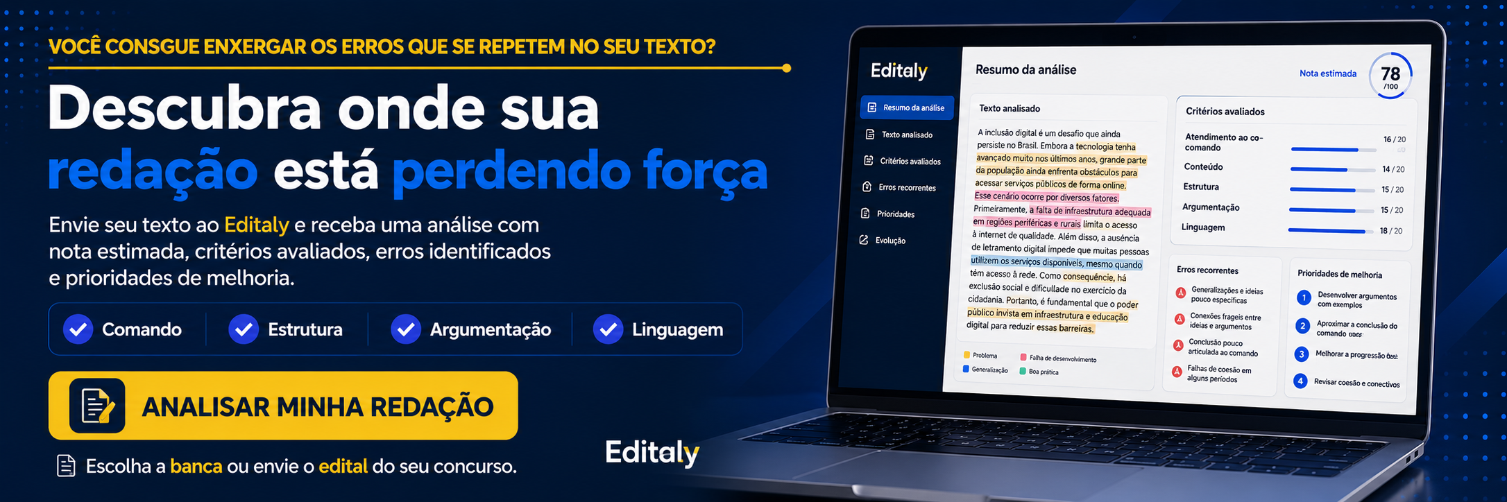 Você consegue enxergar os erros que se repetem no seu texto?