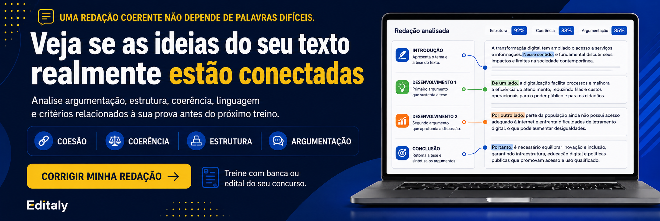 Uma redação coerente não depende de palavras difíceis. Veja se as ideias do seu texto realmente estão conectadas.